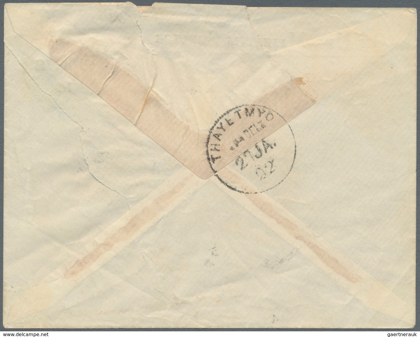 Indien - Used Abroad: Burma 1902. Indian Official Postal Stationery Envelope 'half Anna ' Green (rou - Andere & Zonder Classificatie
