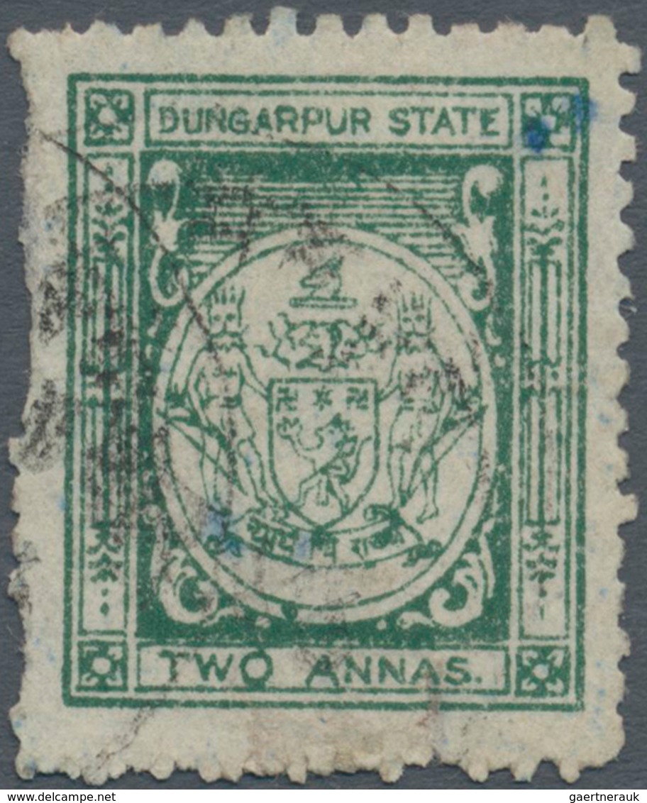 Indien - Feudalstaaten: DUNGARPUR: 1943, State Arms 2a. Deep Dull Green Perf. 11 Good To Fine Used B - Autres & Non Classés