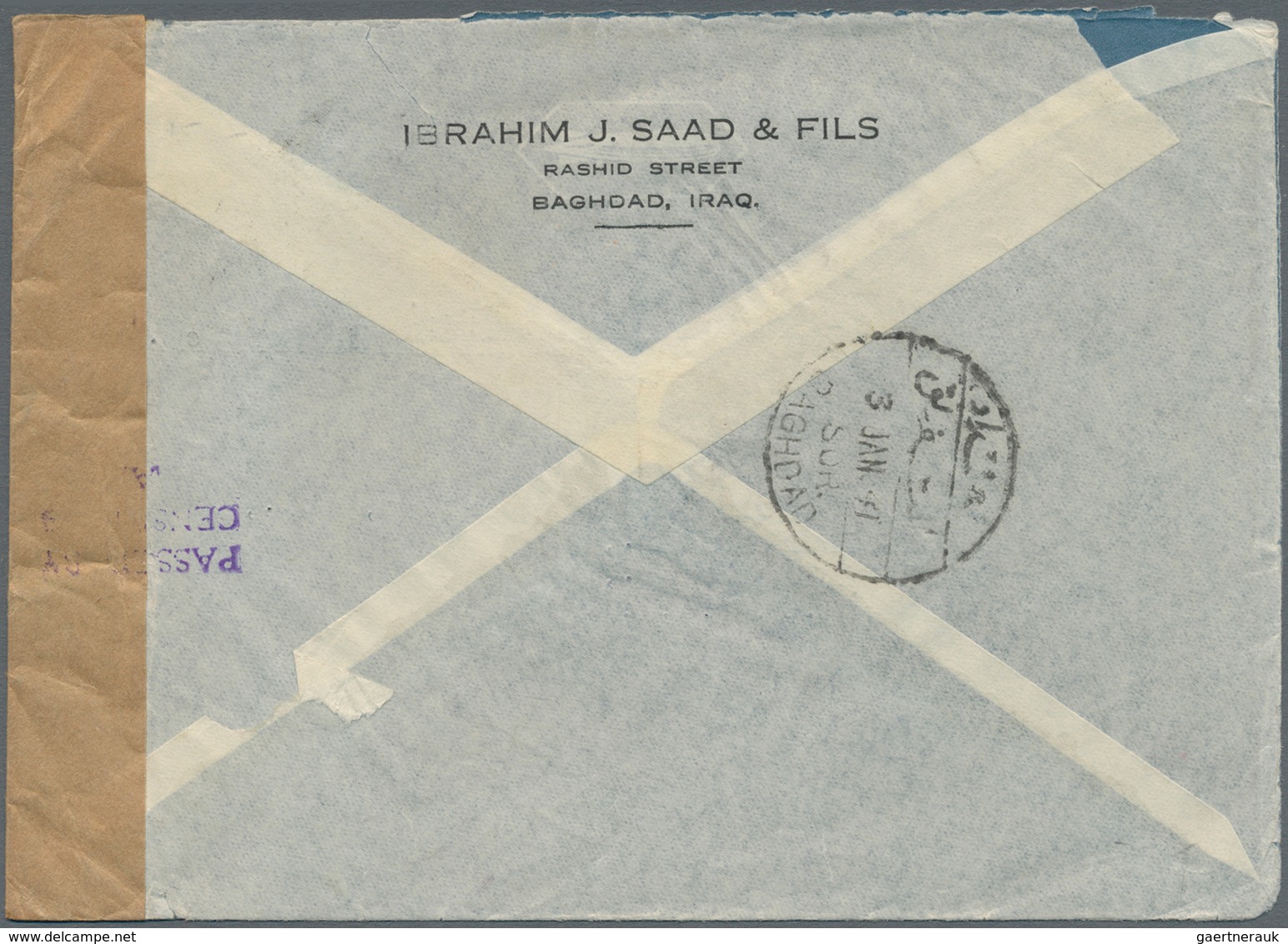 Irak: 1941. Air Mail Envelope Addressed To New York Bearing Iraq Yvert 117, 40f Violet And Yvert 118 - Irak