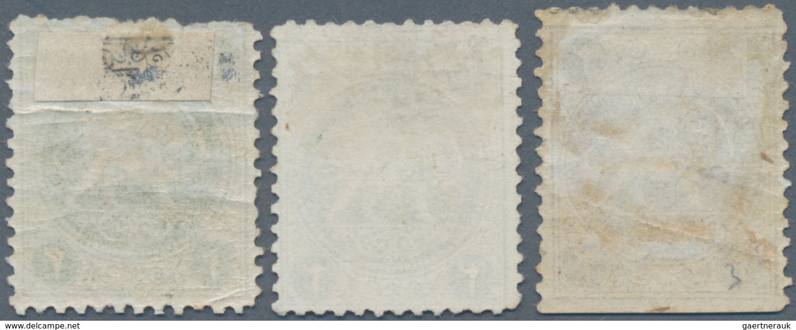 Iran: 1868, 2 Sh. Green And Violet, Three Barre Essays Lion Issue, One Thin And Minor Faults, Fine, - Iran