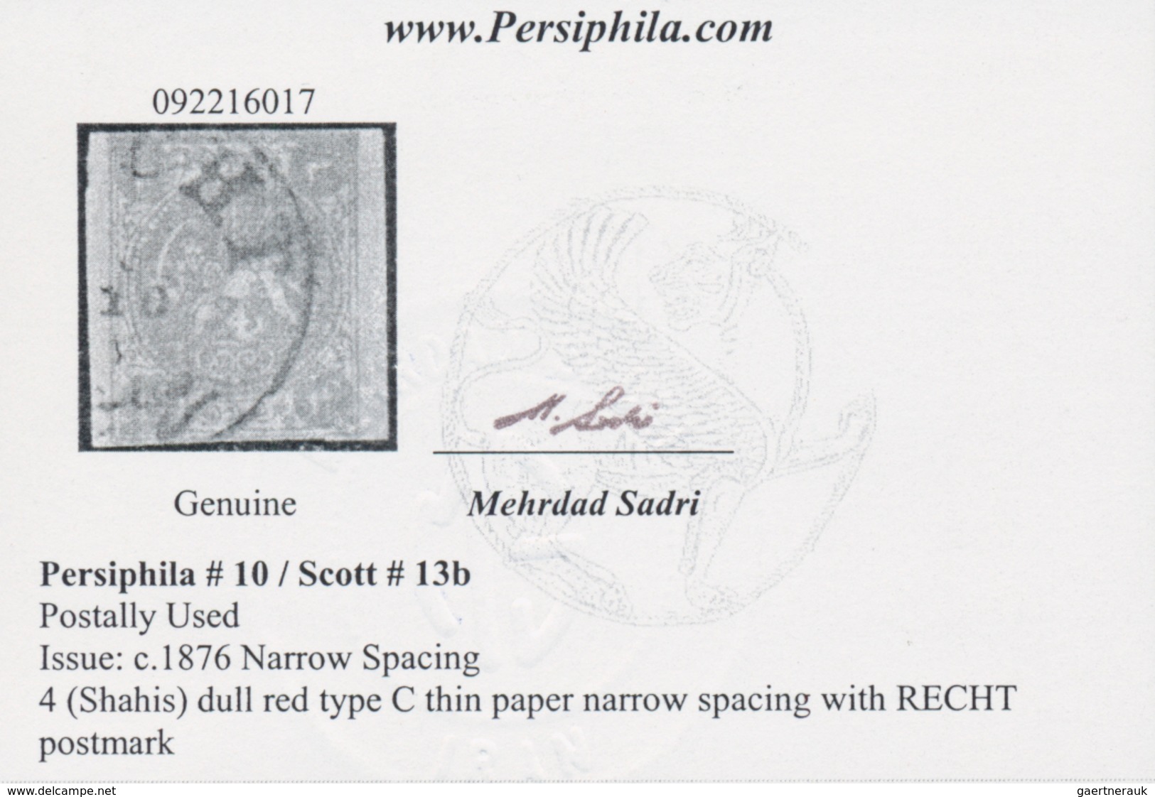 Iran: 1876, Lion Issue, 4ch. Vermilion, Type C, Thin Paper, Narrow Spacing, Fresh Colour, Postally U - Iran