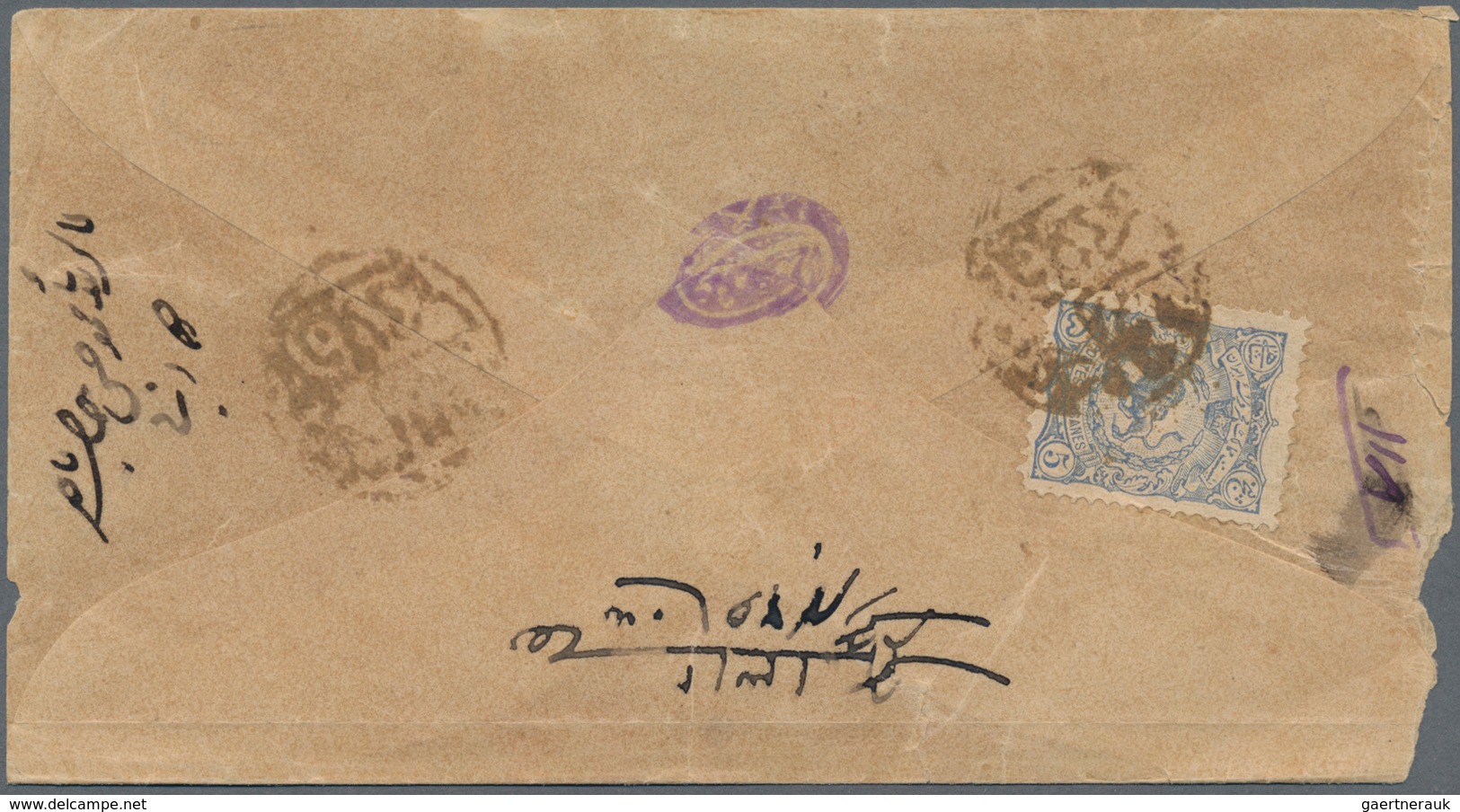 Iran: 1894/1909 (ca.), Two Covers: 5ch. Blue On Cover From Behbehan To Boushir; 6ch. Rose On Blue On - Iran