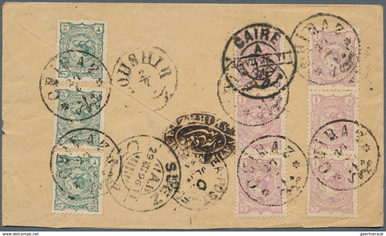 Iran: 1896. Envelope Addressed To Egypt Bearing Yvert 74, 1c Violet (6) And Yvert 75, 2c Green (3) T - Iran