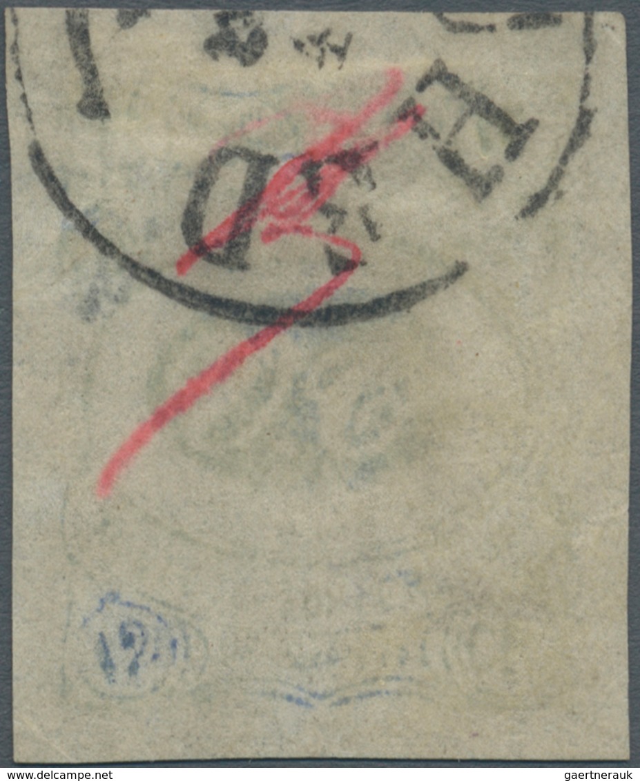 Iran: 1902, Meshed Provisioal Issue 12 Ch. Light Blue With Victor Castaigne Red Initials Used With " - Iran