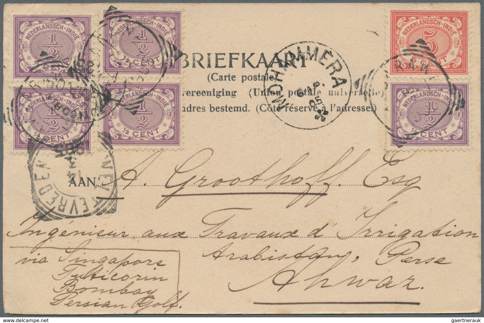 Iran: 1905. Picture Post Card Of 'Residence And House, Soerabaja' Addressed To Ahwar, Persian Gulf B - Iran
