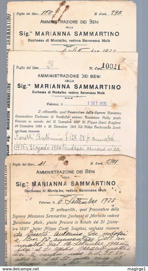 B3242- Marianna Sammartino Duchessa Di Montalbo Amministrazione Dei Beni, 3 Documenti - Altri & Non Classificati