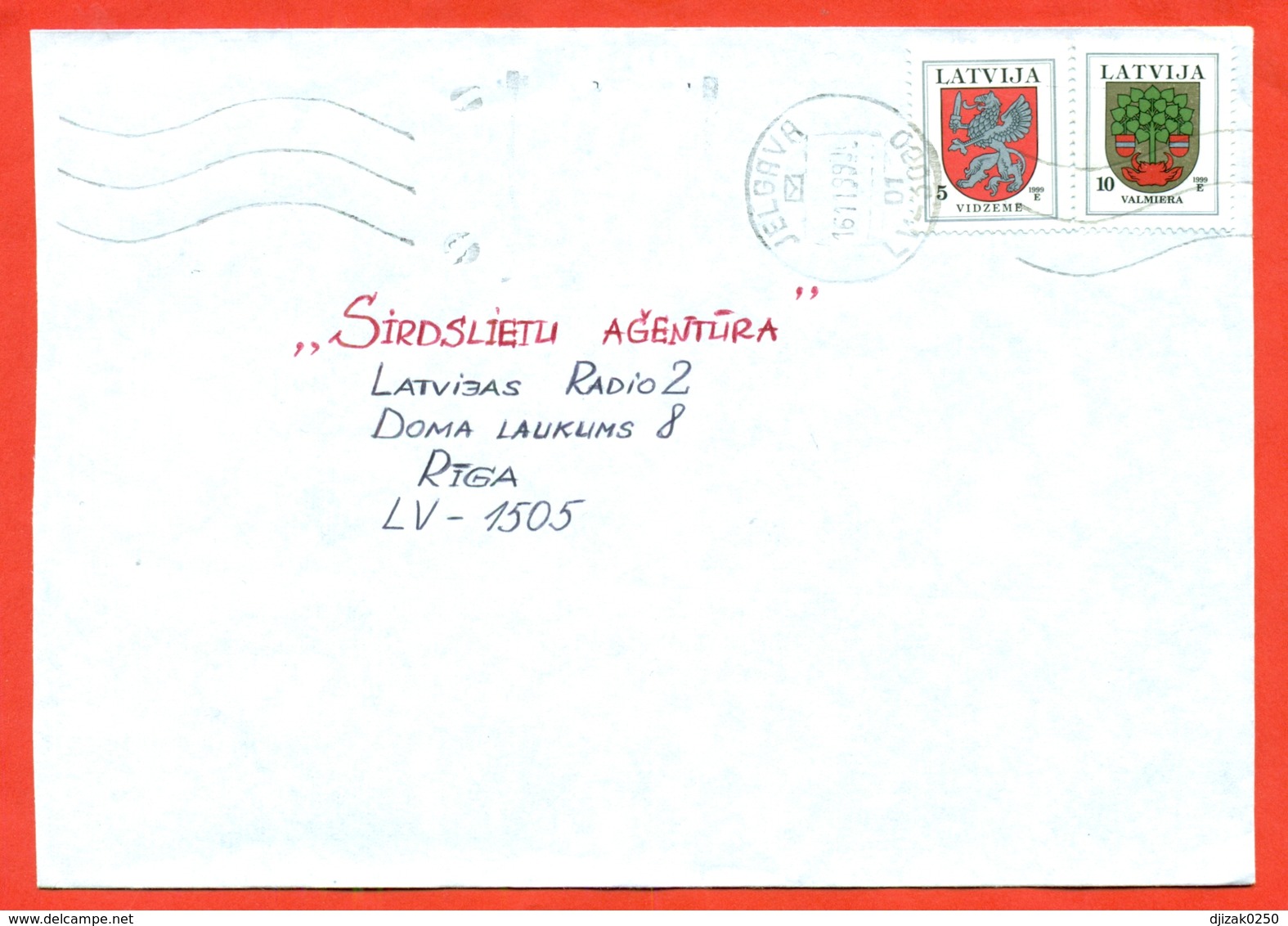 Latvia 1999.Coat Of Arms. The Envelope Actually Passed The Mail. - Big Cats (cats Of Prey)