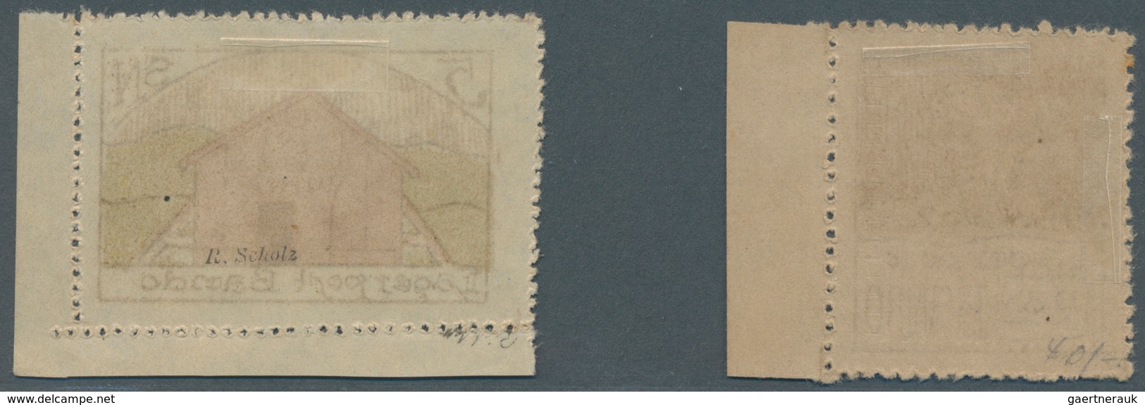 Lagerpost Tsingtau: 1918, Lagerpost Stamps 2 S., A Right Margin Cop. And 5 S. , A Right Corner Margi - China (kantoren)