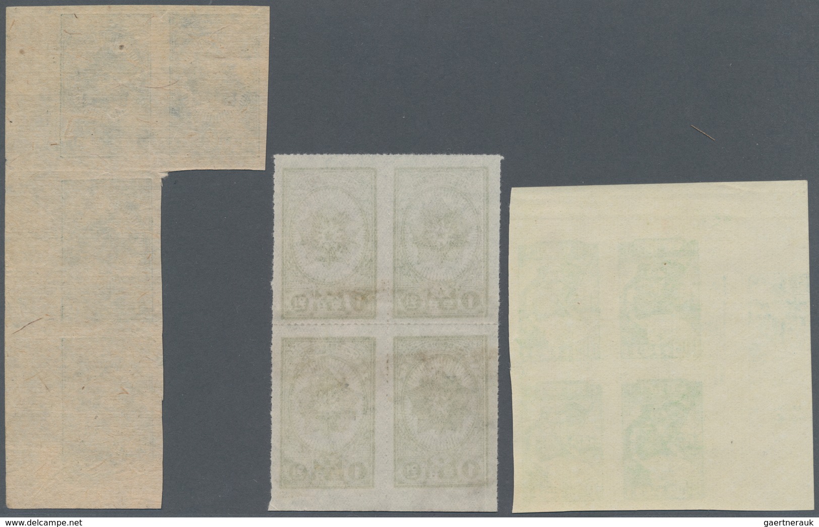 Korea-Nord: 1950/55, 10 W. Green May Day Issue, A Top Left Corner Block-4; Plus Order Of Merit 1 W. - Corée Du Nord