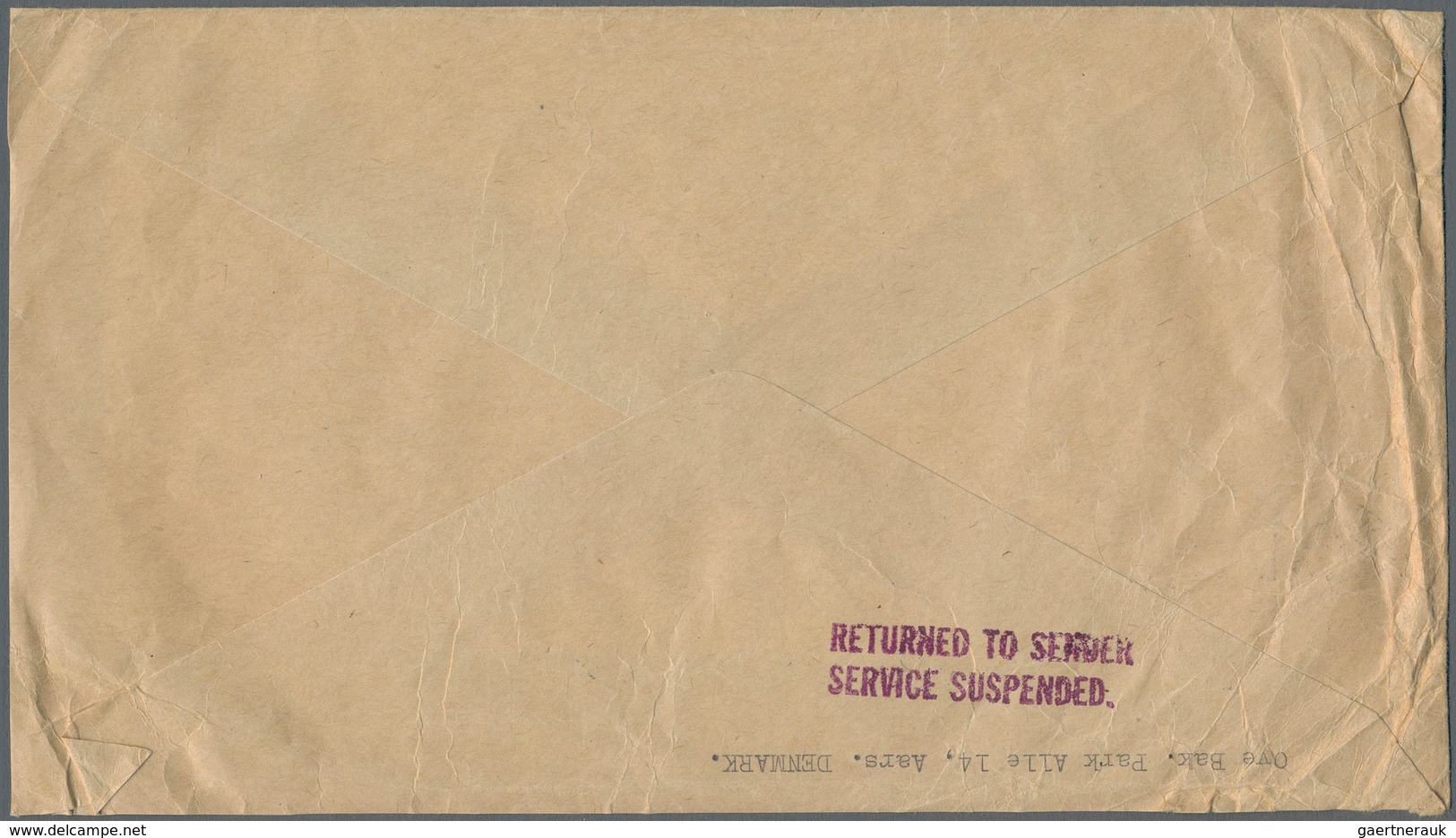 Korea-Nord: 1964, "RETURNED TO SENDER / SERVICE SUSPENDED" On Both Sides Of Surface Mail Cover From - Corée Du Nord
