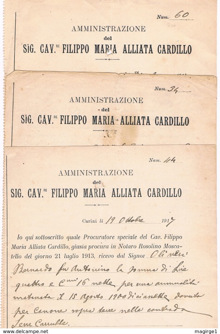 B3244-  Alliata Cardillo Cavaliere Filippo , Amministrazione 3 Documenti - Altri & Non Classificati