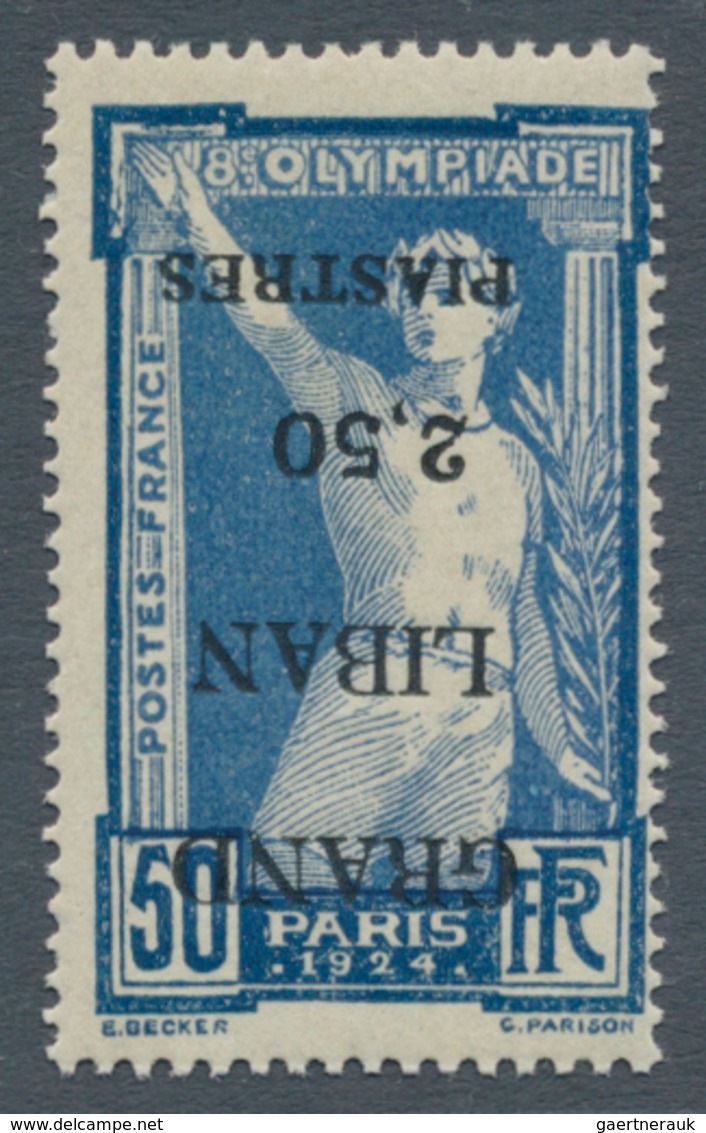 Libanon: 1924, Olympic Games Paris, 2.50pi. On 50c. With INVERTED OVERPRINT, Unmounted Mint. Very Ra - Líbano