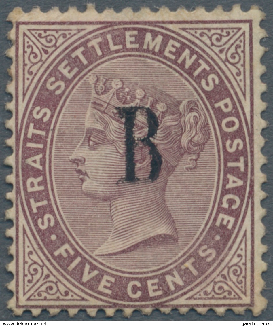 Malaiische Staaten - Straits Settlements - Post In Bangkok: 1882-85 5c Purple-brown, Wmk Crown CC, O - Straits Settlements