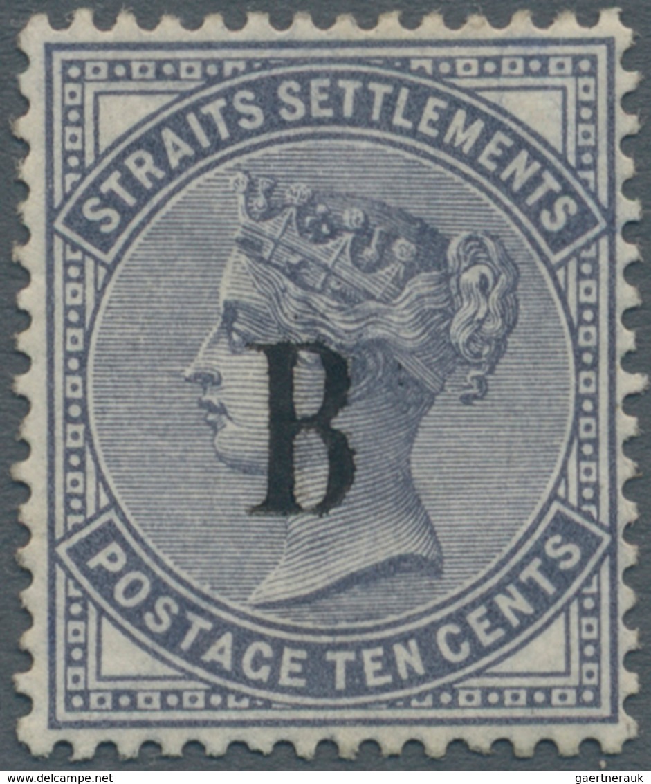 Malaiische Staaten - Straits Settlements - Post In Bangkok: 1882-85 10c. Slate, Wmk Crown CC, Ovpt. - Straits Settlements