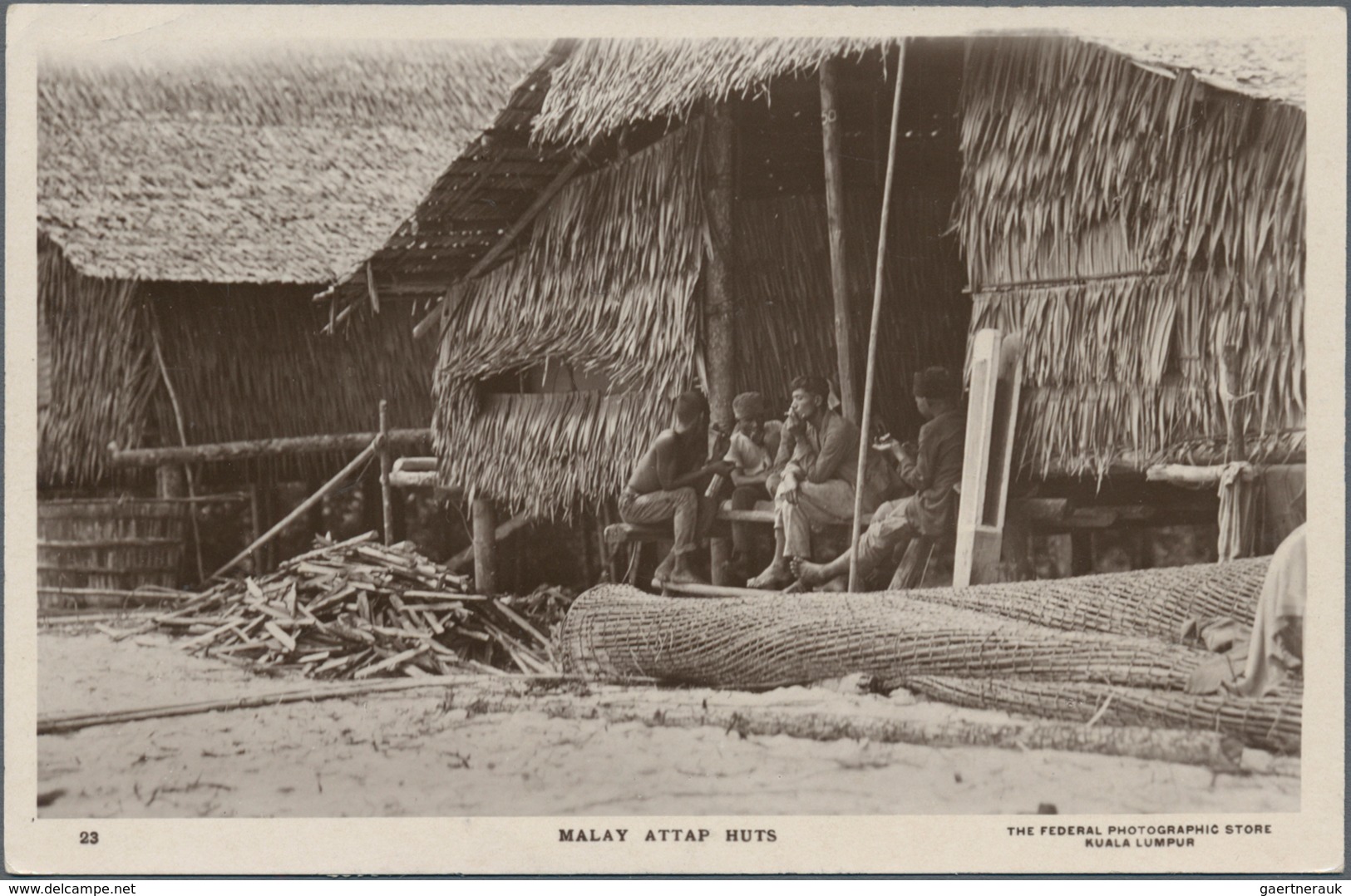 Malaiischer Staatenbund: 1922. Photographic Card Of 'Malay Attap Huts' Addressed To Denmark Bearing - Federated Malay States