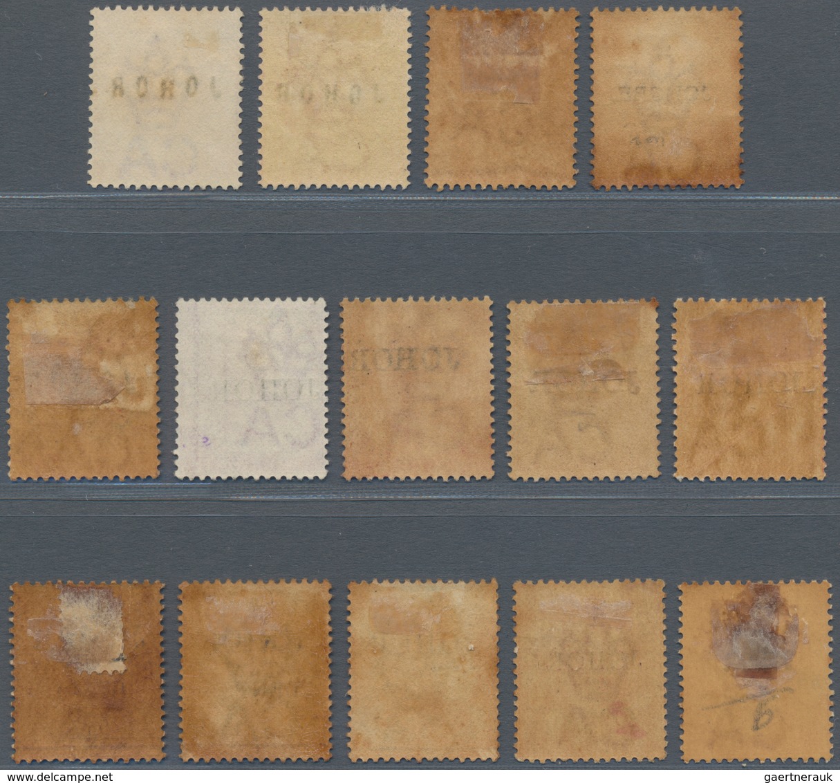 Malaiische Staaten - Johor: 1884-91, Group Of 14 Mint Stamps Showing Various JOHORE/JOHOR Overprints - Johore