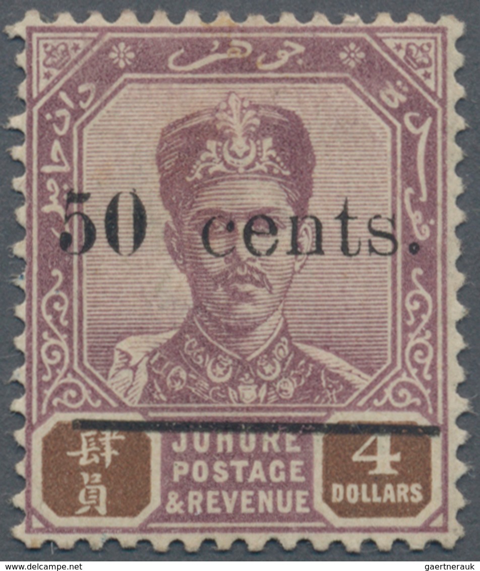 Malaiische Staaten - Johor: 1903 UNISSUED "50 Cents." On $4 Dull Purple & Brown, Mounted Mint With L - Johore