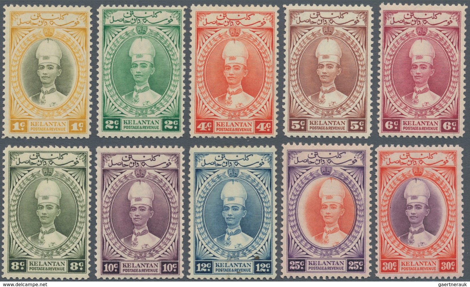 Malaiische Staaten - Kelantan: 1937/1940, Sultan Ismail Complete Set Of 15, Mint Hinged With Slightl - Kelantan