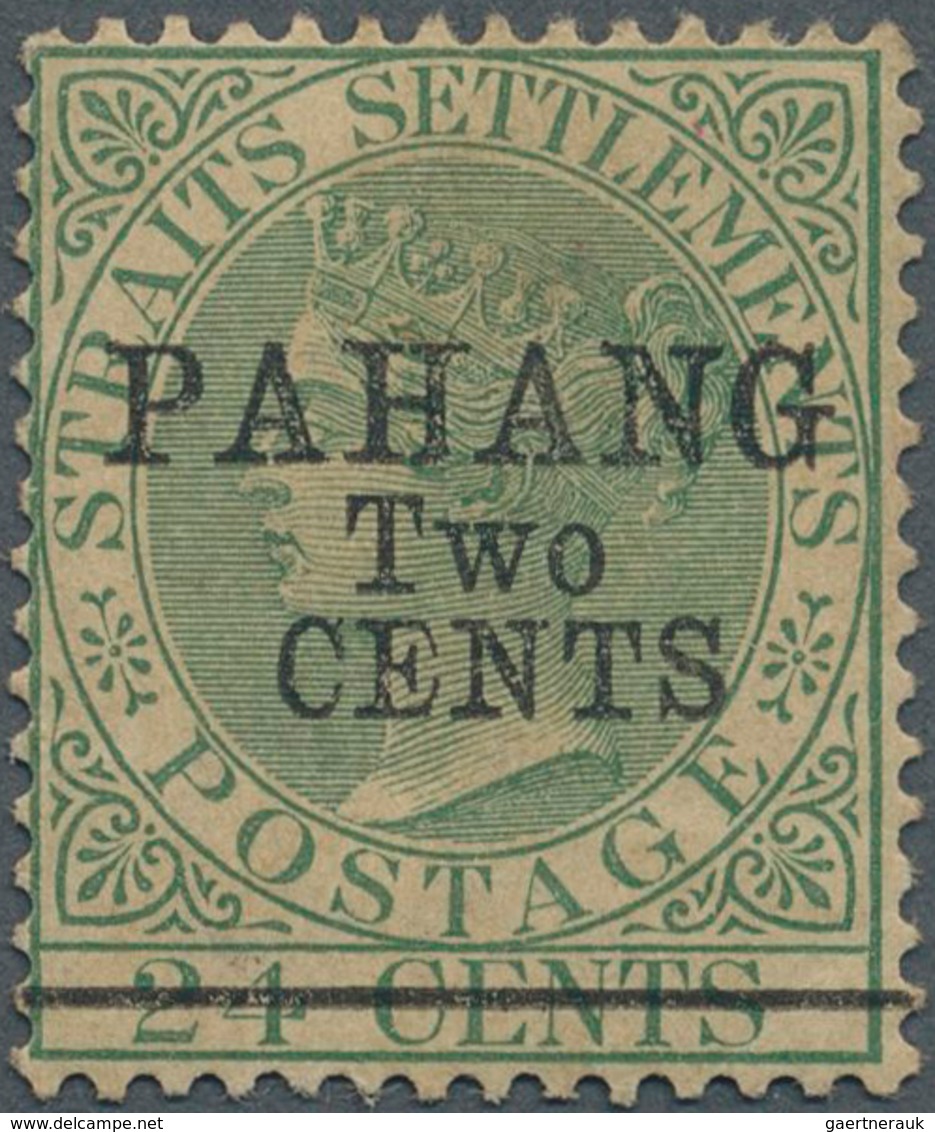 Malaiische Staaten - Pahang: 1891 2c. On 24c. Green, Ovpt. Type 7, Mounted Mint With Large Part Orig - Pahang