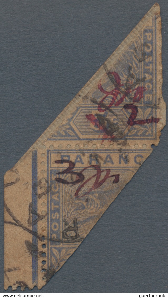 Malaiische Staaten - Pahang: 1897 Provisionals "2" On Diag. Bisected 5c. (lower Half) In Se-tenant P - Pahang