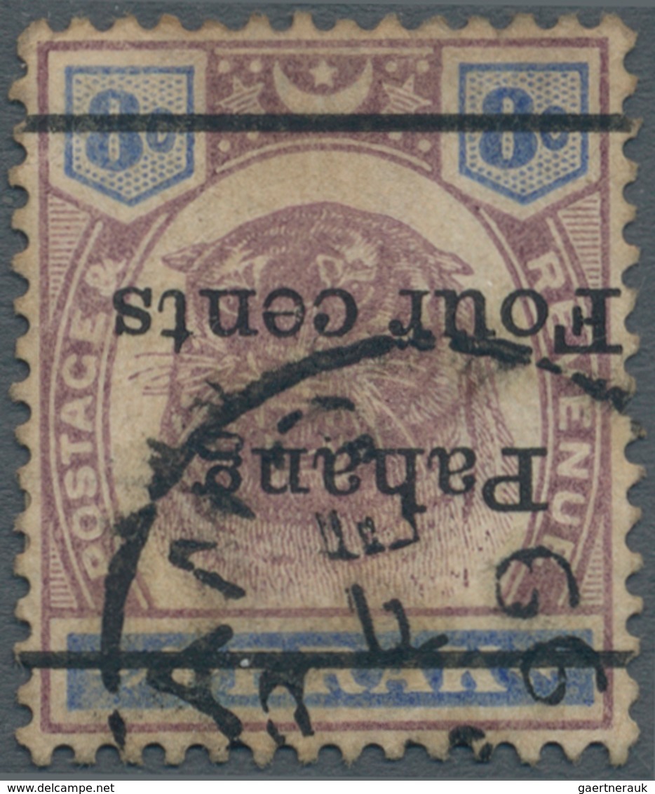 Malaiische Staaten - Pahang: 1899 Provisional 4c. On 8c. Dull Purple & Ultramarine, Variety "SURCHAR - Pahang