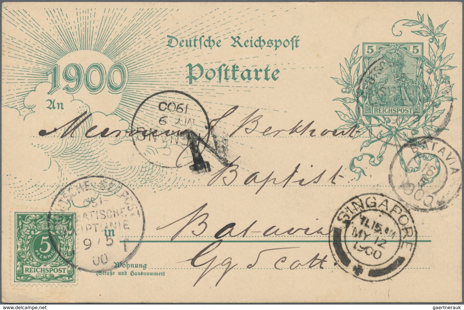 Malaiische Staaten - Penang: 1900. German Feldpost Postal Stationery Card 5pf Green Upgraded With Yv - Penang