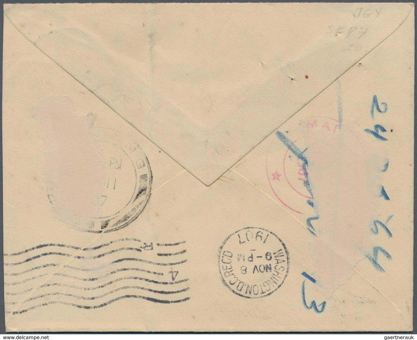 Malaiische Staaten - Penang: 1907 Cover From Bukit Mertajam To Washington D.C., USA Franked Straits - Penang