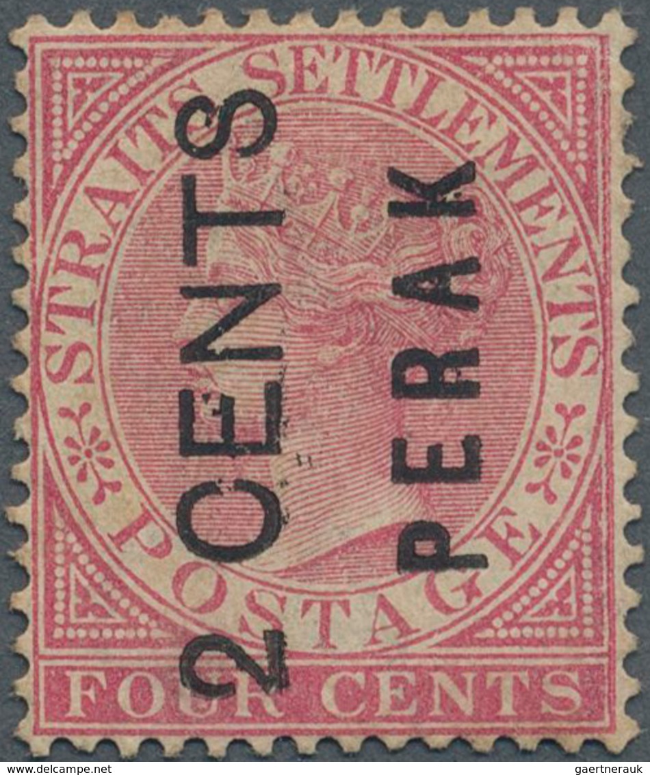 Malaiische Staaten - Perak: 1883 2c. On 4c. Rose, Ovpt. Type 9 And 13, Unused Without Gum, Fresh And - Perak