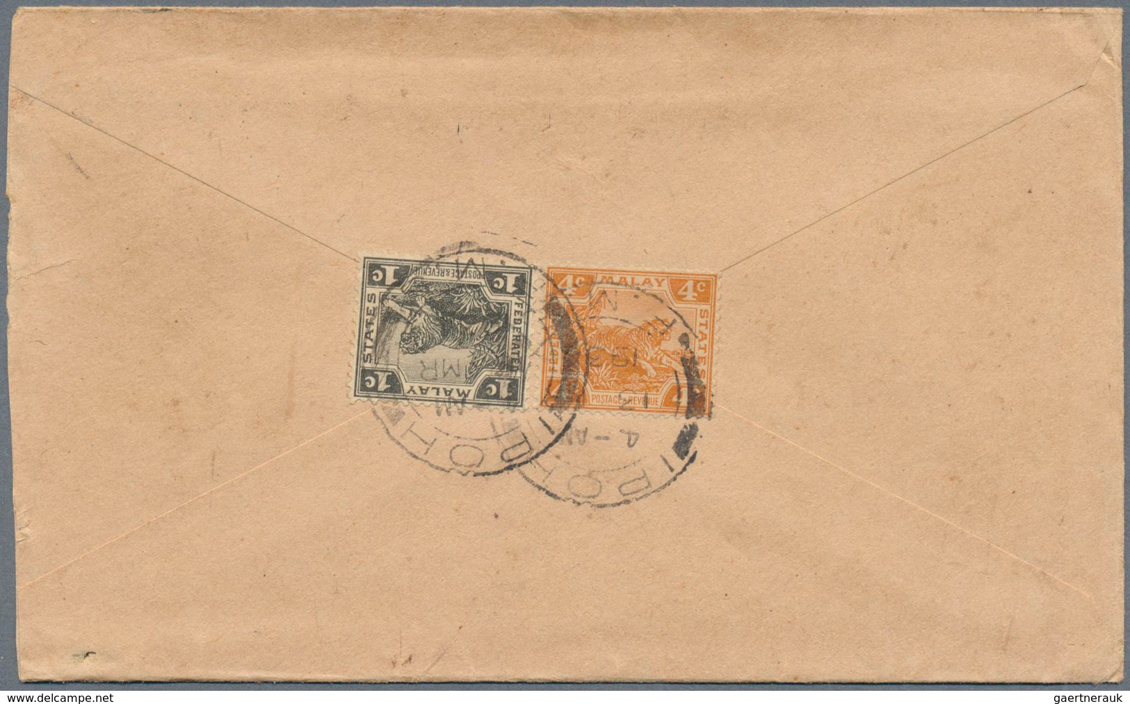 Malaiische Staaten - Perak: 1936/1950, Three Letters All Stamped With Different "TRAIN LETTER" Marks - Perak