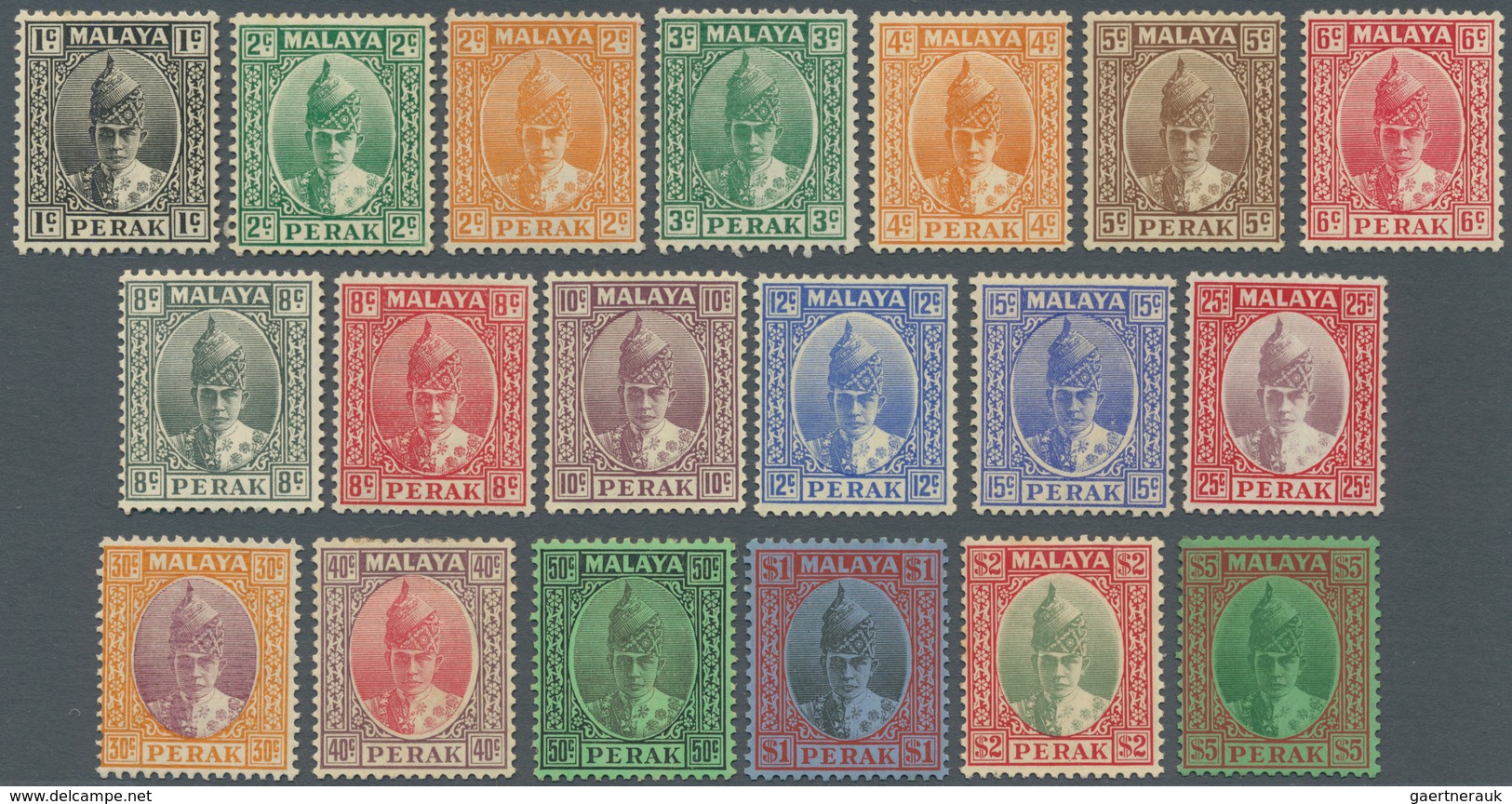 Malaiische Staaten - Perak: 1938/1941, Sultan Iskander Definitives Complete Set Of 19, Mint Hinged, - Perak