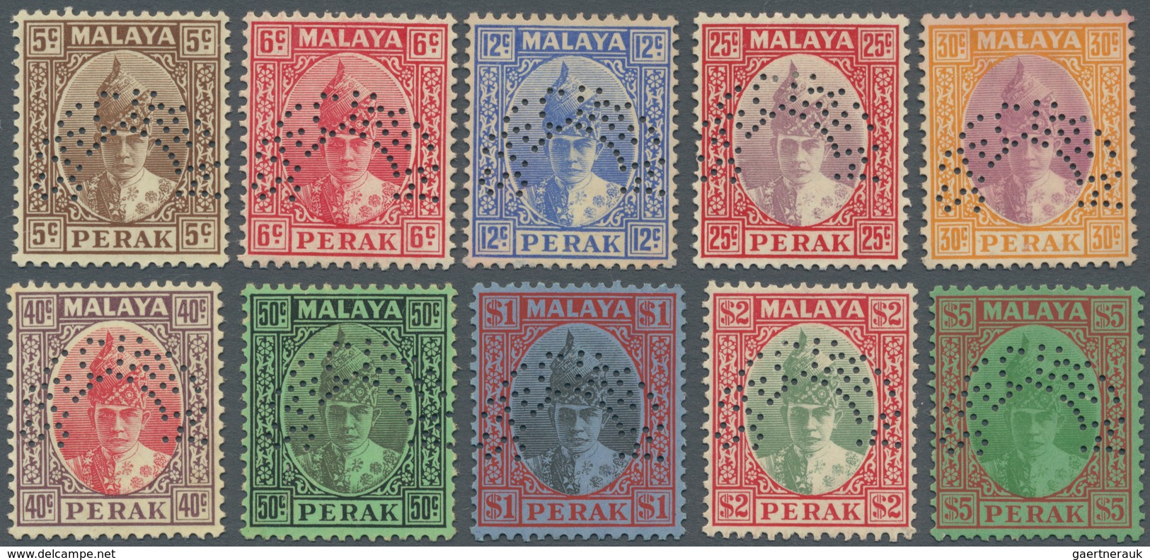 Malaiische Staaten - Perak: 1938/1941, Sultan Iskander Definitives Ten Different Values Perf. SPECIM - Perak