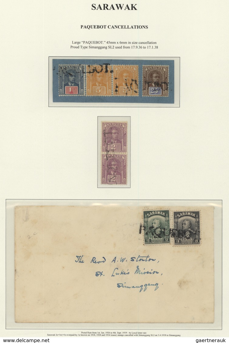 Malaiische Staaten - Sarawak: 1936/1938, 2 C Green And 3 C Black (SG 107, 108), Tied By Single Line - Other & Unclassified