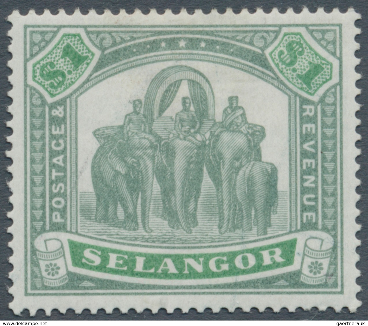 Malaiische Staaten - Selangor: 1895, Elephants 1 $ Blue And Violett Colour Trial Proof, Unused Witho - Selangor