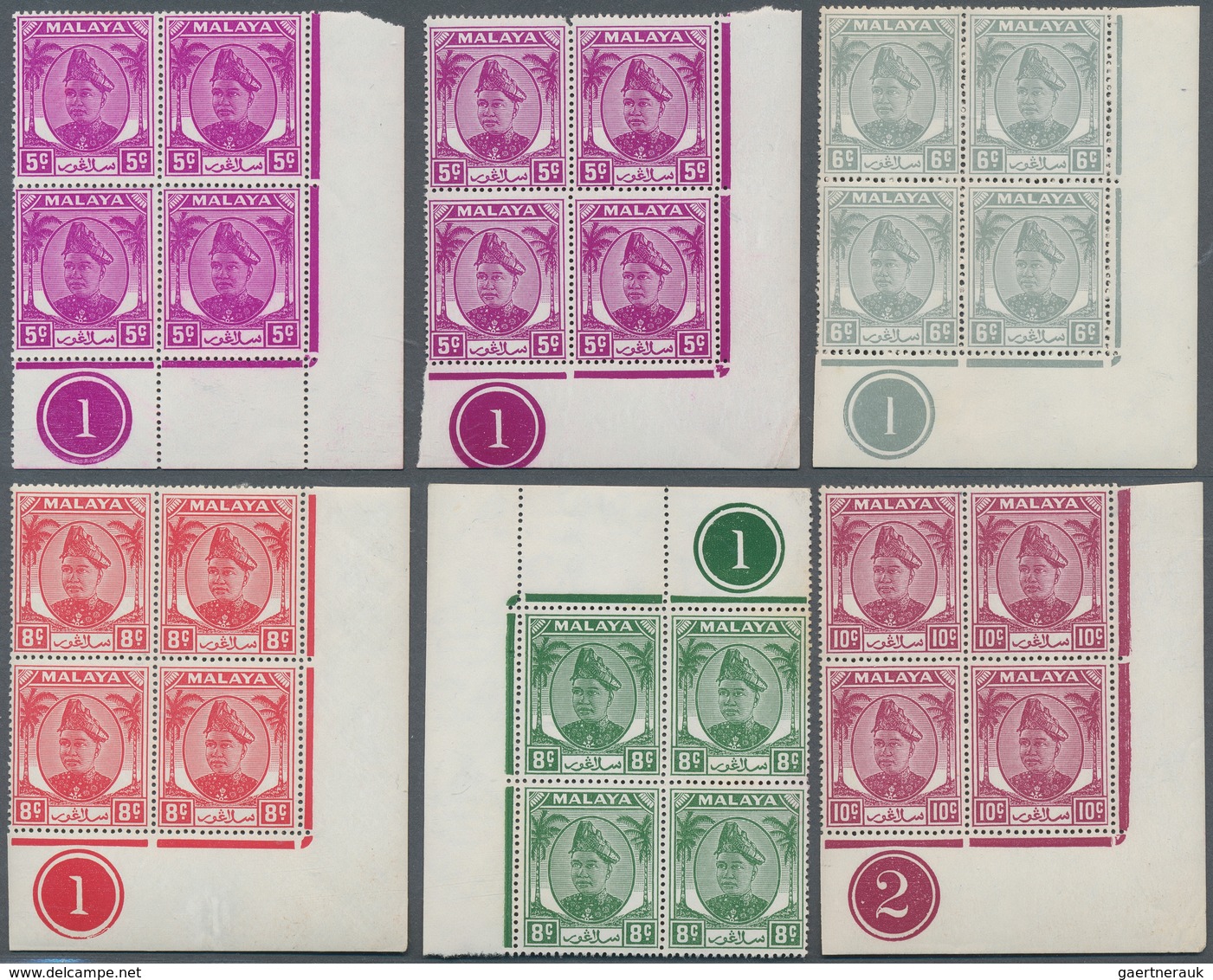 Malaiische Staaten - Selangor: 1949/1955, Definitives Sultan Hisamud-din Alam Shah 1c. - $1, group o