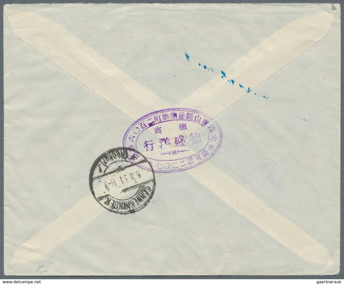 Mandschuko (Manchuko): 1931/34, Three Registered Covers Dairen-Germany Showing R-labels DAIREN, DAIR - 1932-45 Manchuria (Manchukuo)