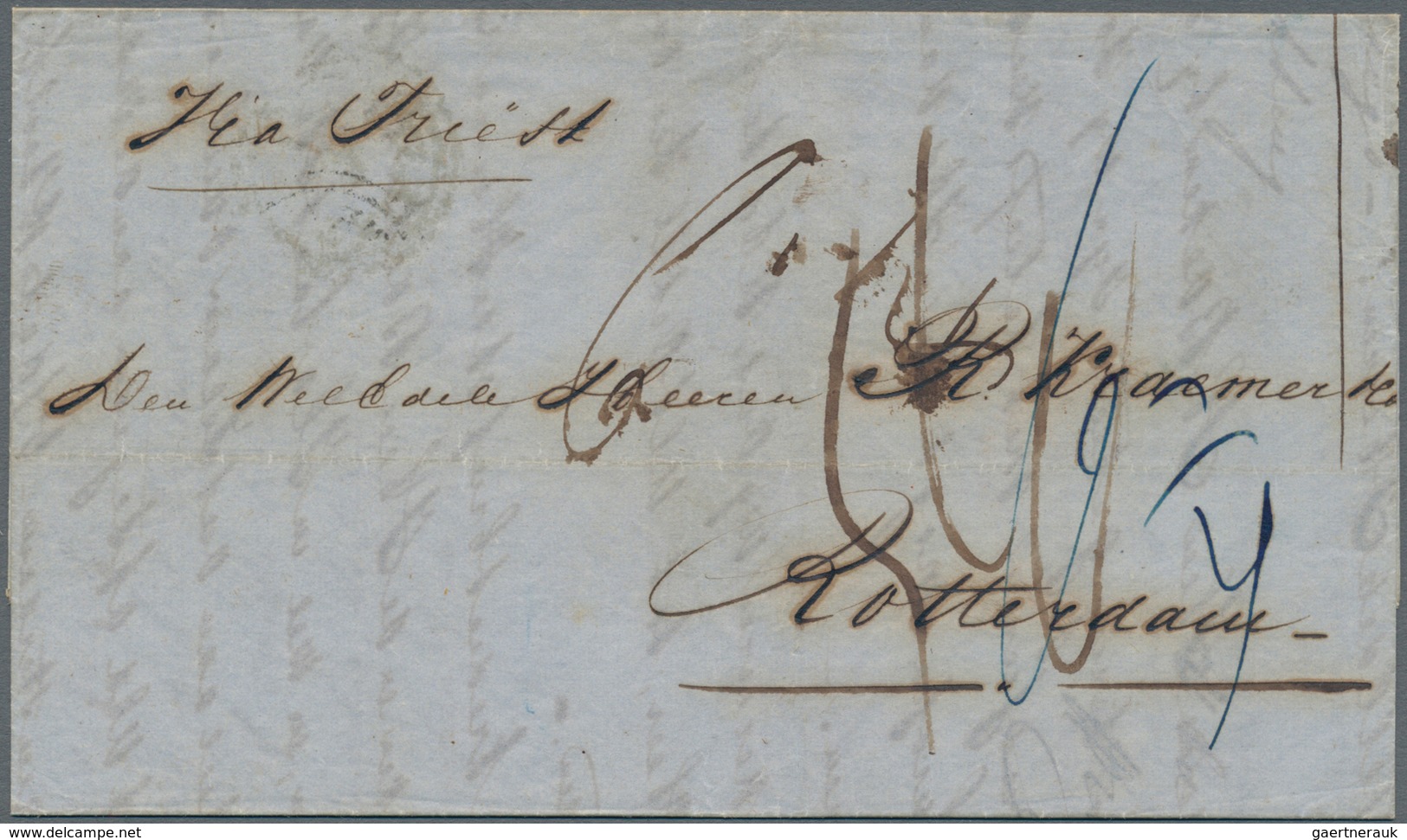 Niederländisch-Indien: 1854. Stamp-less Folded Letter Addressed To Holland Written From Sourabaya Da - Nederlands-Indië
