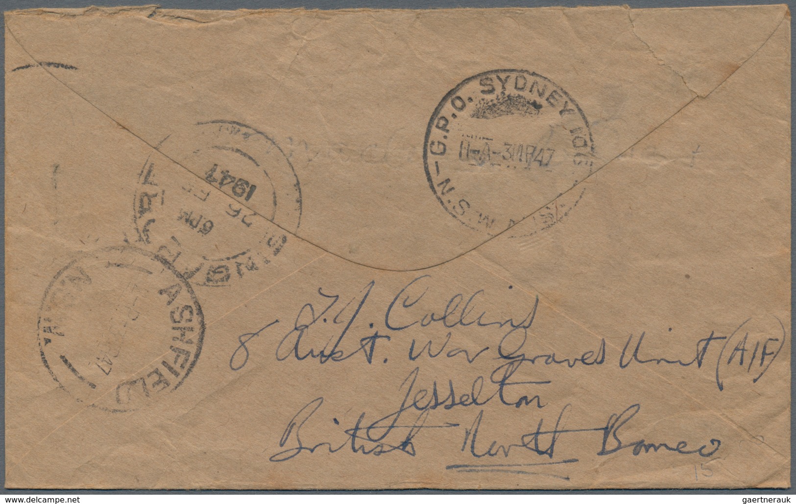 Nordborneo: 1947. Registered Air Mail Envelope On 'Australian YMCA' Cover From The Australian War Gr - North Borneo (...-1963)