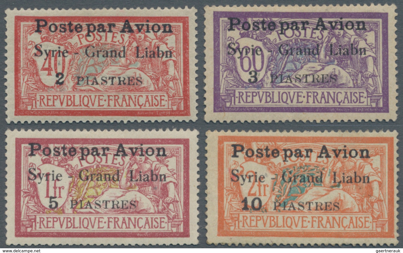 Syrien: 1923, Postage Stamps Of France With Overprint, Besides, Misprint "Liabn" Instead Of "Liban" - Siria