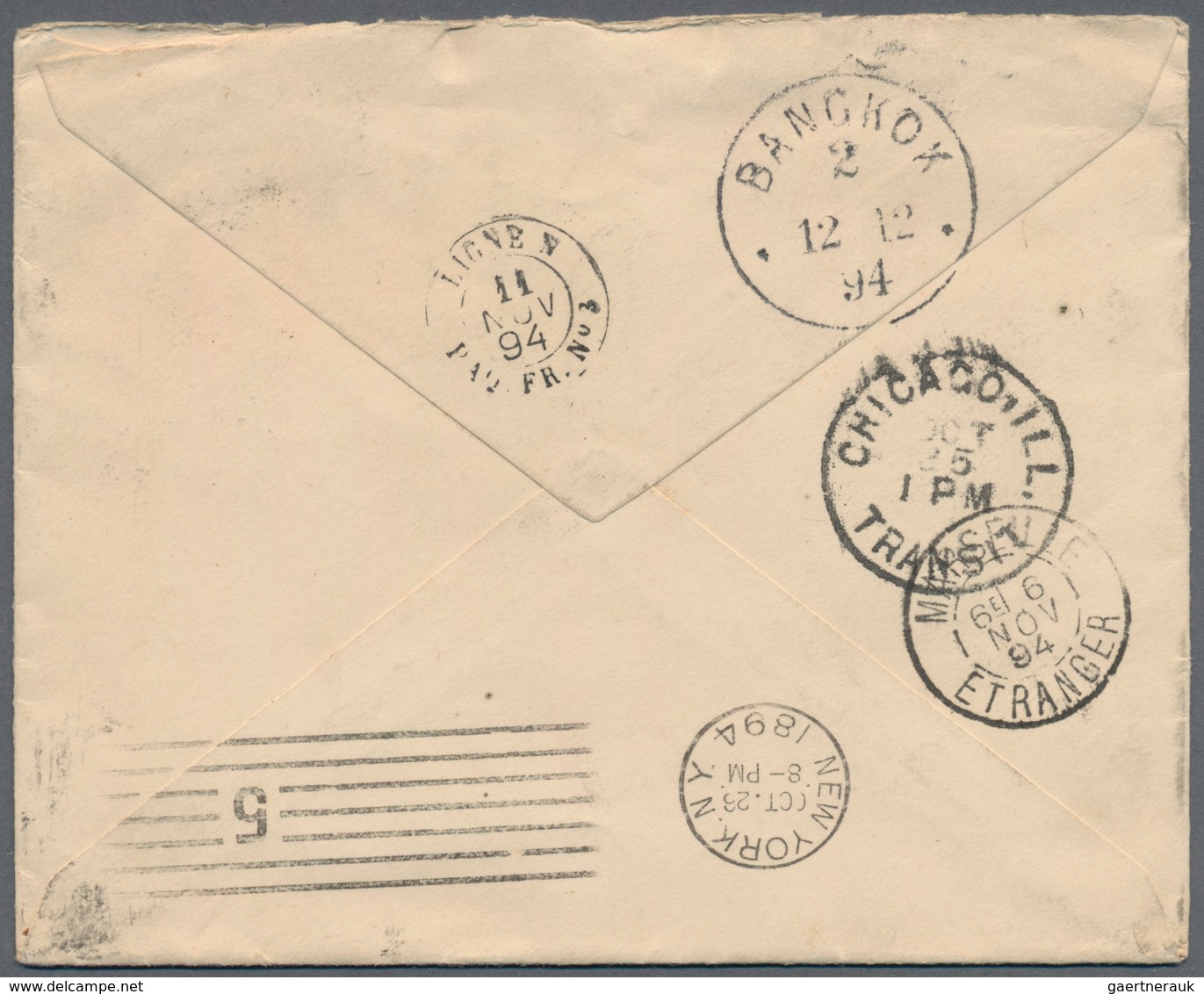 Thailand - Besonderheiten: 1894, Incoming Cover From Freeport/USA 25.10. Bearing 5c. Columbus (fault - Thailand