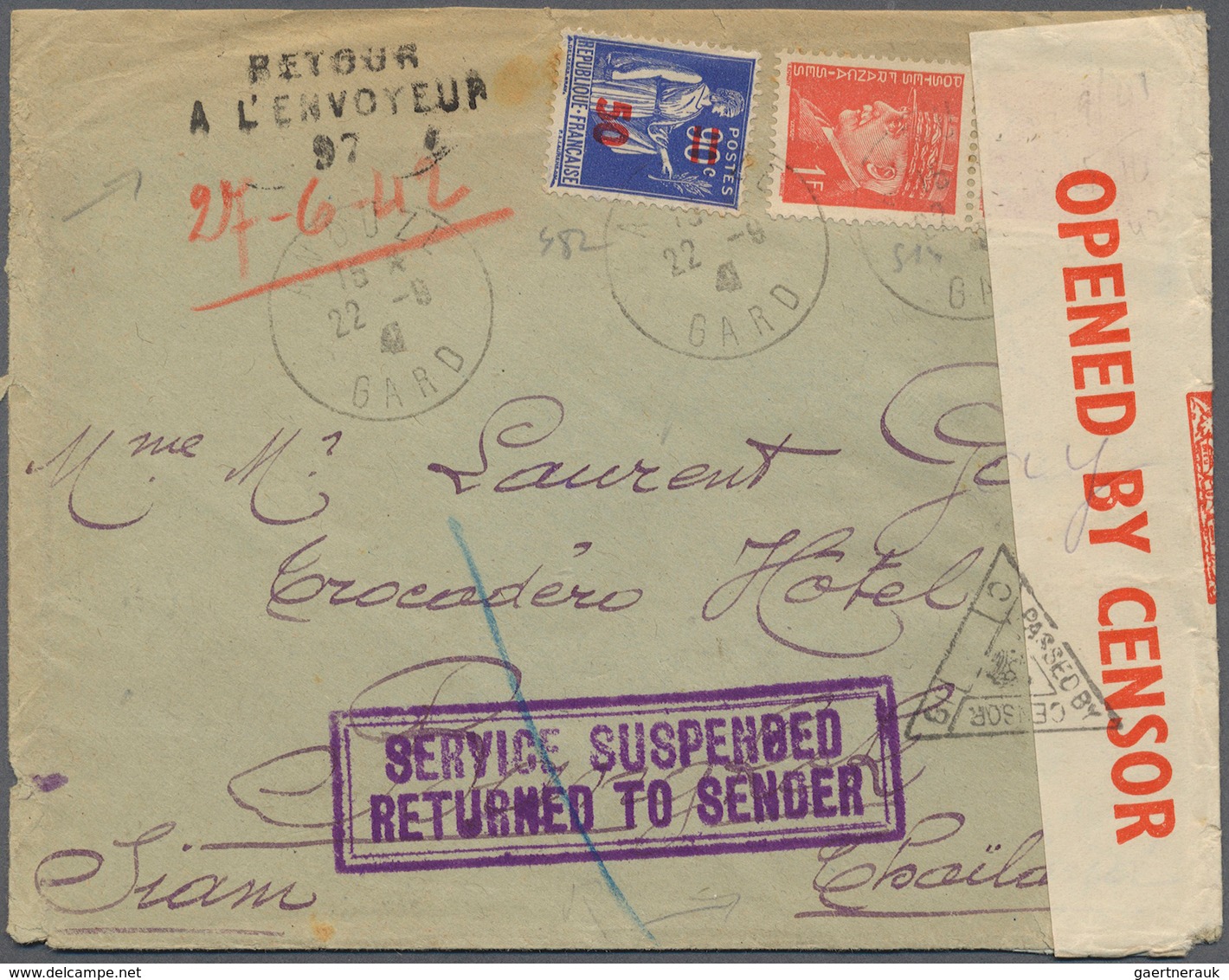 Thailand - Besonderheiten: 1941. Envelope From France To Siam Bearing France Yvert 482, 50c On 90c B - Tailandia