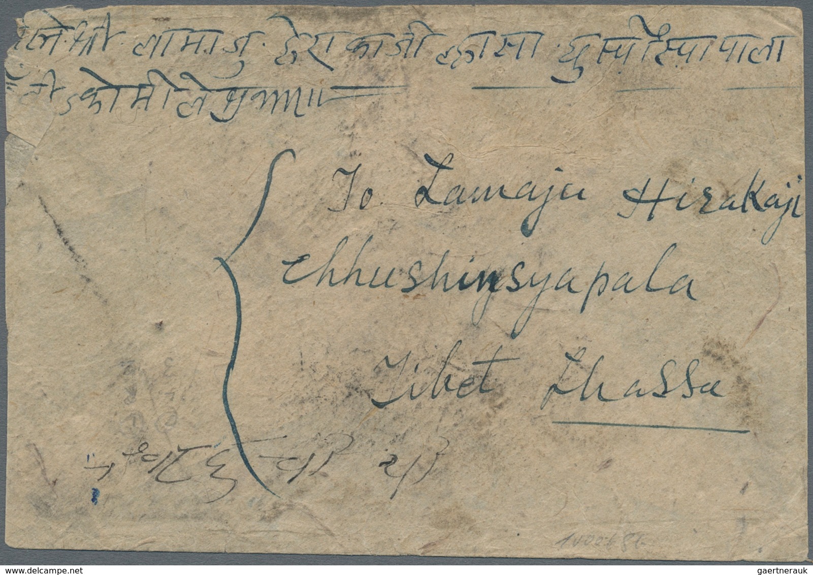 Tibet: 1933, 1 T., 2 T. Tied "PHARI" To Reverse Of Cover To Lhasa. - Autres - Asie