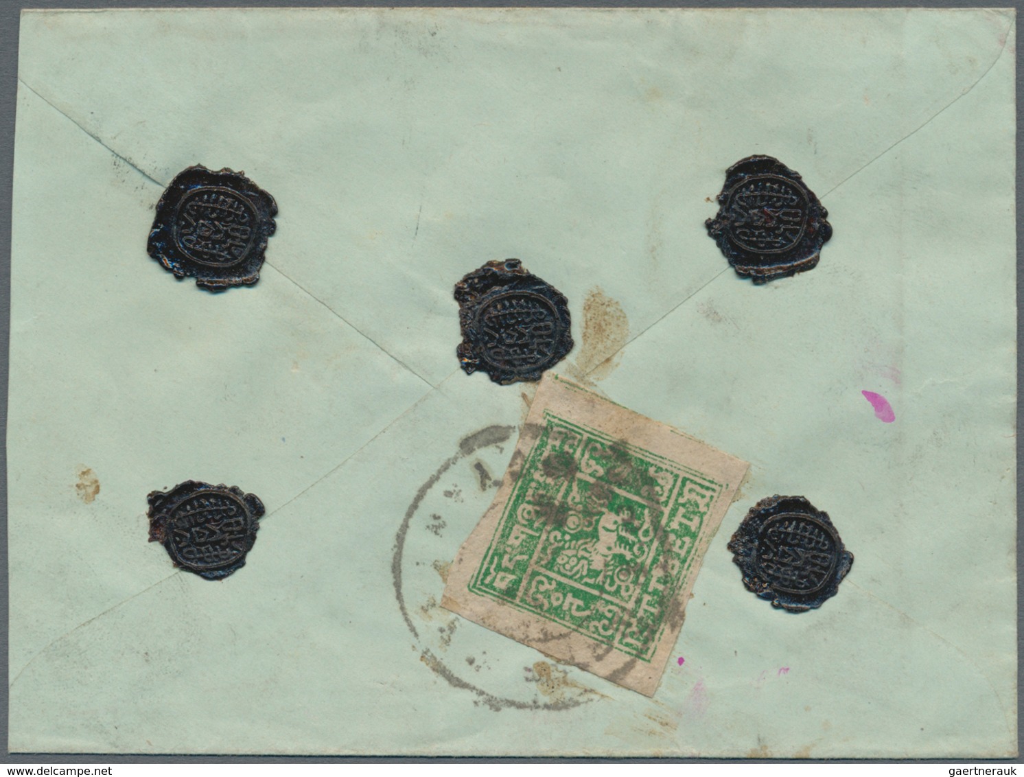 Tibet: 1933-59 4t. Emerald Used On Back Of Registered Cover From Gyantse And Tied By Gyantse Double- - Andere-Azië