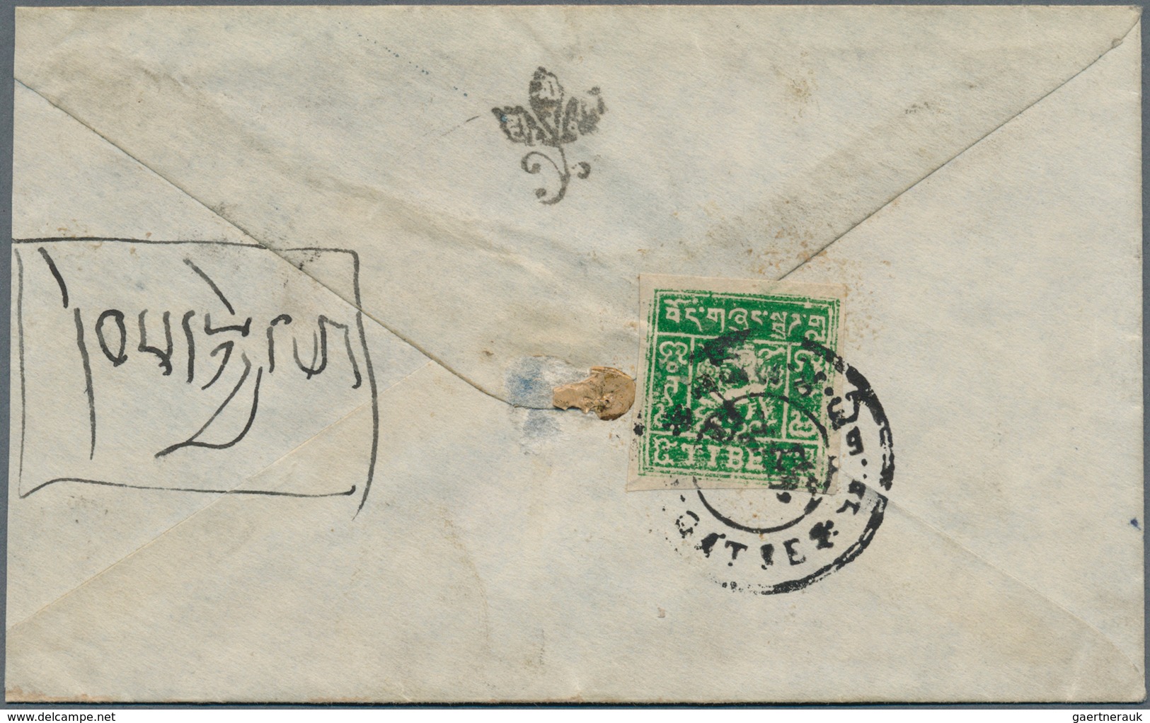 Tibet: 1933/50, Two Inland Covers: 4 T. Emerald Tied "GYANTSE" Resp. 4 T. Yellowish Green, A Left Ma - Andere-Azië
