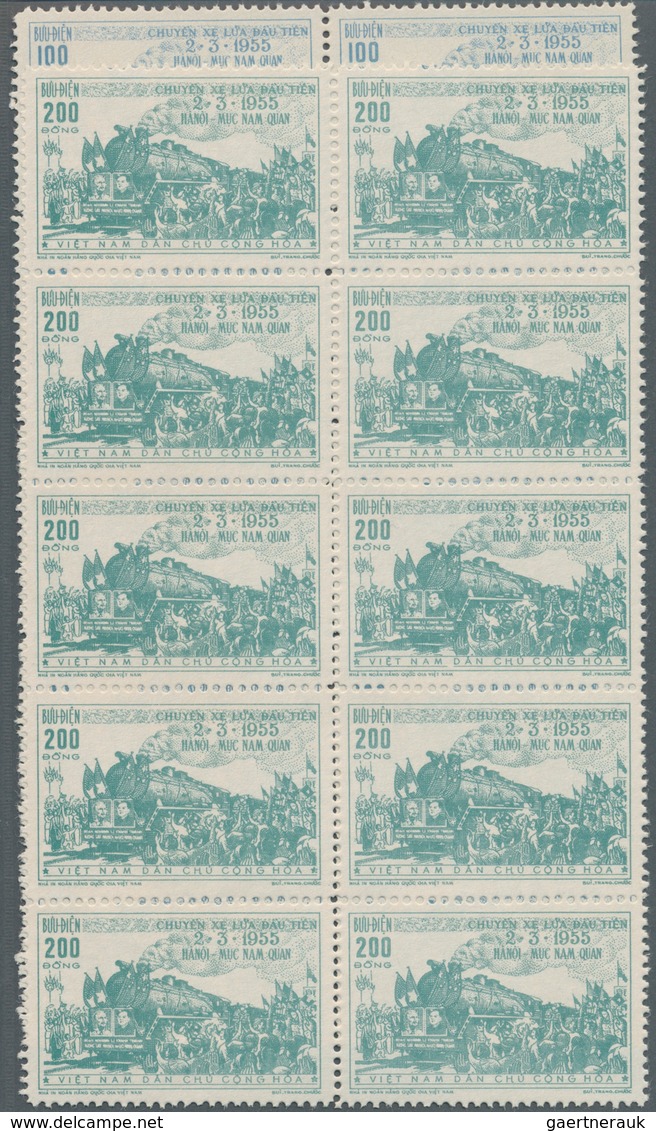 Vietnam-Nord (1945-1975): 1956, Inauguration Of Railway Hanoi - Muc Nam Quan Complete Set Of Four In - Vietnam