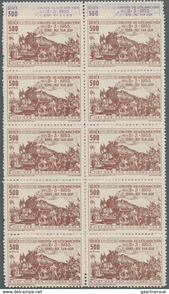 Vietnam-Nord (1945-1975): 1956, Inauguration Of Railway Hanoi - Muc Nam Quan Complete Set Of Four In - Vietnam