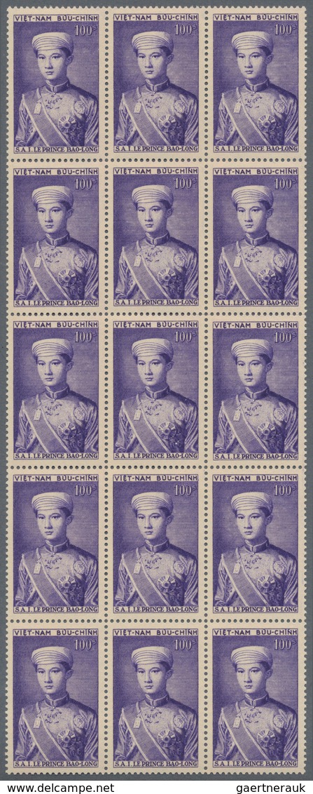 Vietnam-Süd (1951-1975): 1954, Prince Bao Long Complete Set Of Seven 40c. To 100p. In Blocks/15, Min - Vietnam