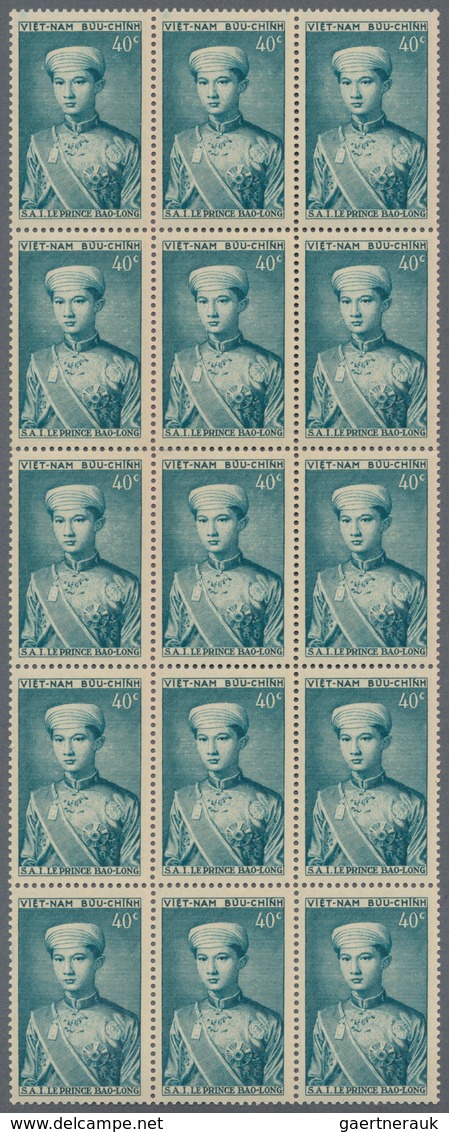 Vietnam-Süd (1951-1975): 1954, Prince Bao Long Complete Set Of Seven 40c. To 100p. In Blocks/15, Min - Vietnam