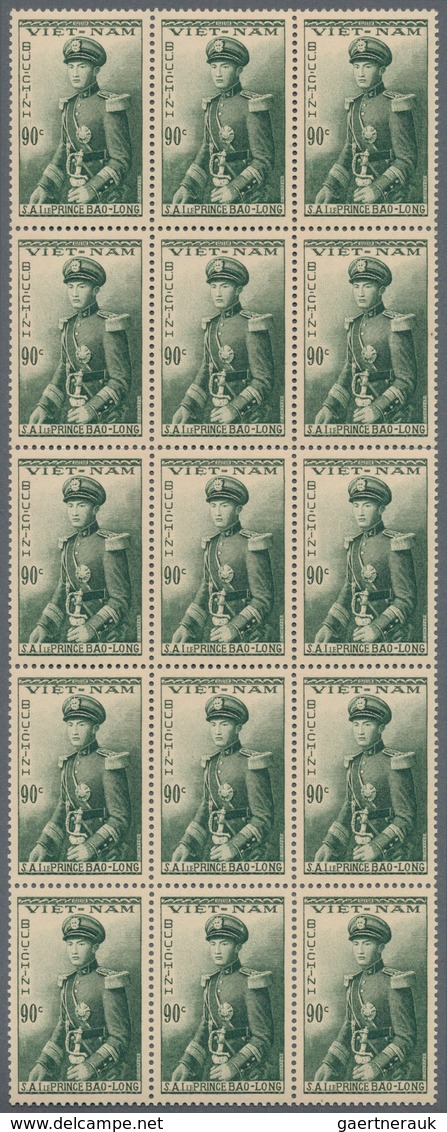 Vietnam-Süd (1951-1975): 1954, Prince Bao Long complete set of seven 40c. to 100p. in blocks/15, min