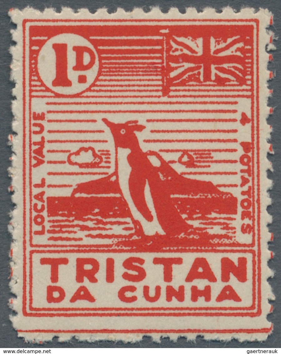 Thematik: Antarktis / Antarctic: 1946, Tristan Da Cunha. Local Value 1d "4 Potatoes" In A Right Marg - Sonstige & Ohne Zuordnung