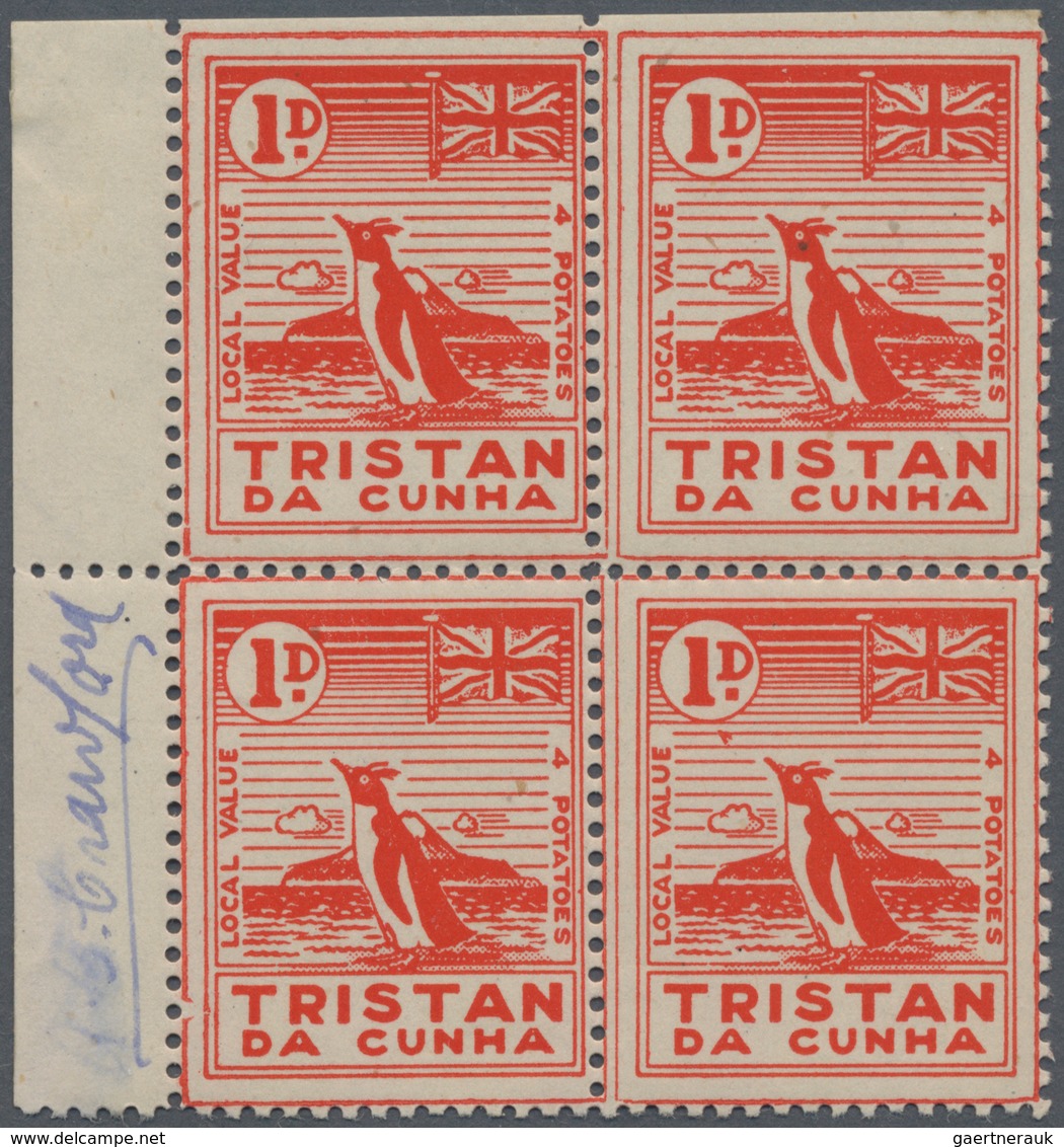 Thematik: Antarktis / Antarctic: 1946, Tristan Da Cunha. Local Value 1d "4 Potatoes" In A Left Margi - Sonstige & Ohne Zuordnung